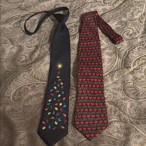 Festive Christmas Tree and Love Pattern Ties